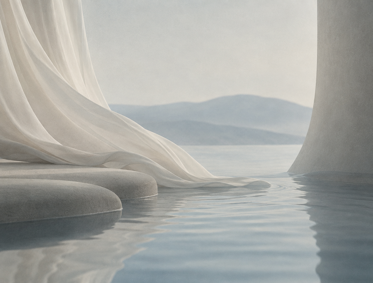 Abstract soft forms evoking breath, flow, and stillness